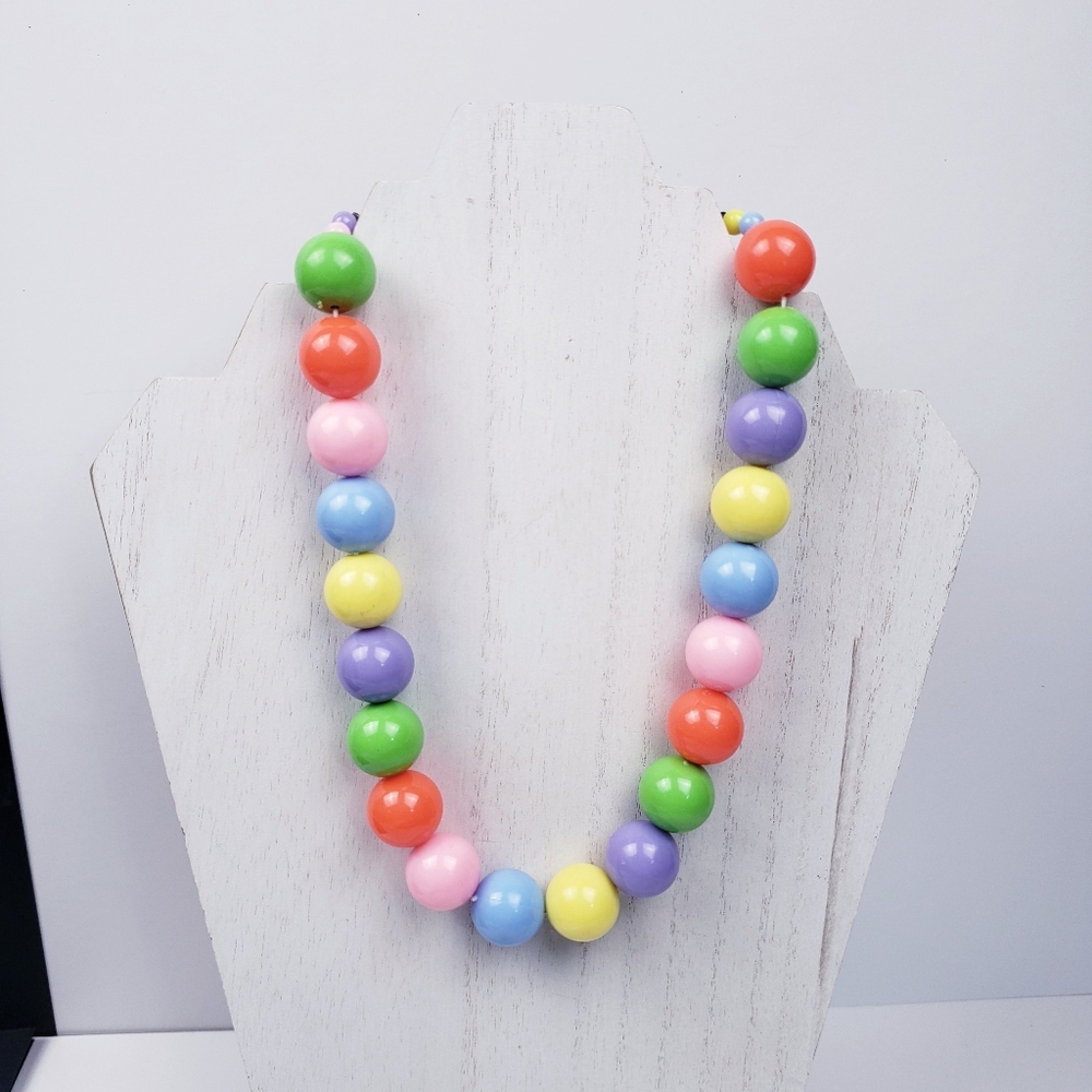 VINTAGE MIXED DISCO AND PASTEL BEAD NECKLACE, Chucky necklace